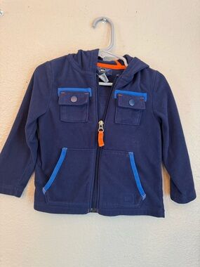 Navy REI Toddler 2T Zip Hoodie with Bright Blue Trim